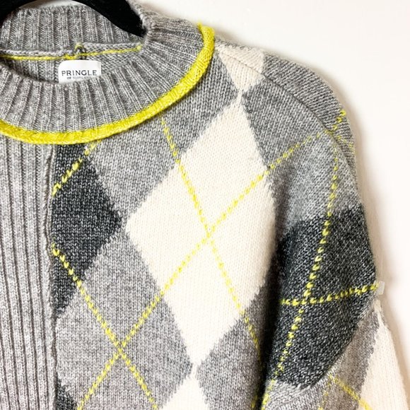 Pringle of Scotland x H&M Argyle Sweater Gray Yellow XS - Picture 3 of 6